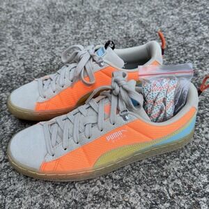 Puma Men's‎ Sz 8 Suede Classics In Hill Camp Neon Orange/Blue/Tan + Laces